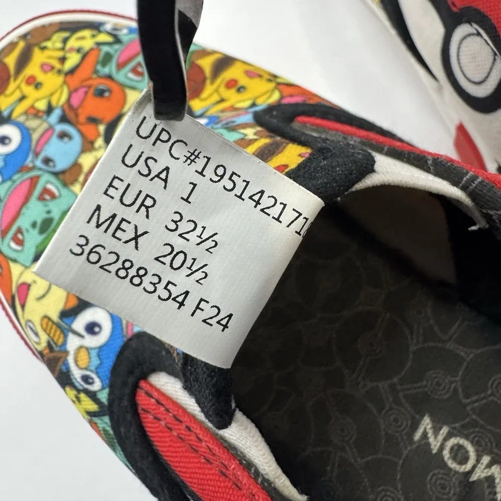 Pokemon PIKACHU Slip-On Canvas Ground Up Sneaker Shoes‎ Unisex Youth Size 1